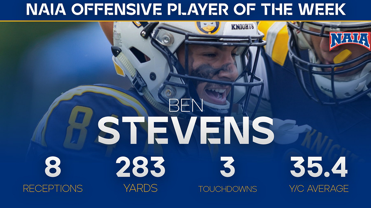 <a href="/MarianUFootball/">Marian Football</a>: Ben Stevens Named NAIA Offensive Player of the Week
 - muknights.com/article/9068