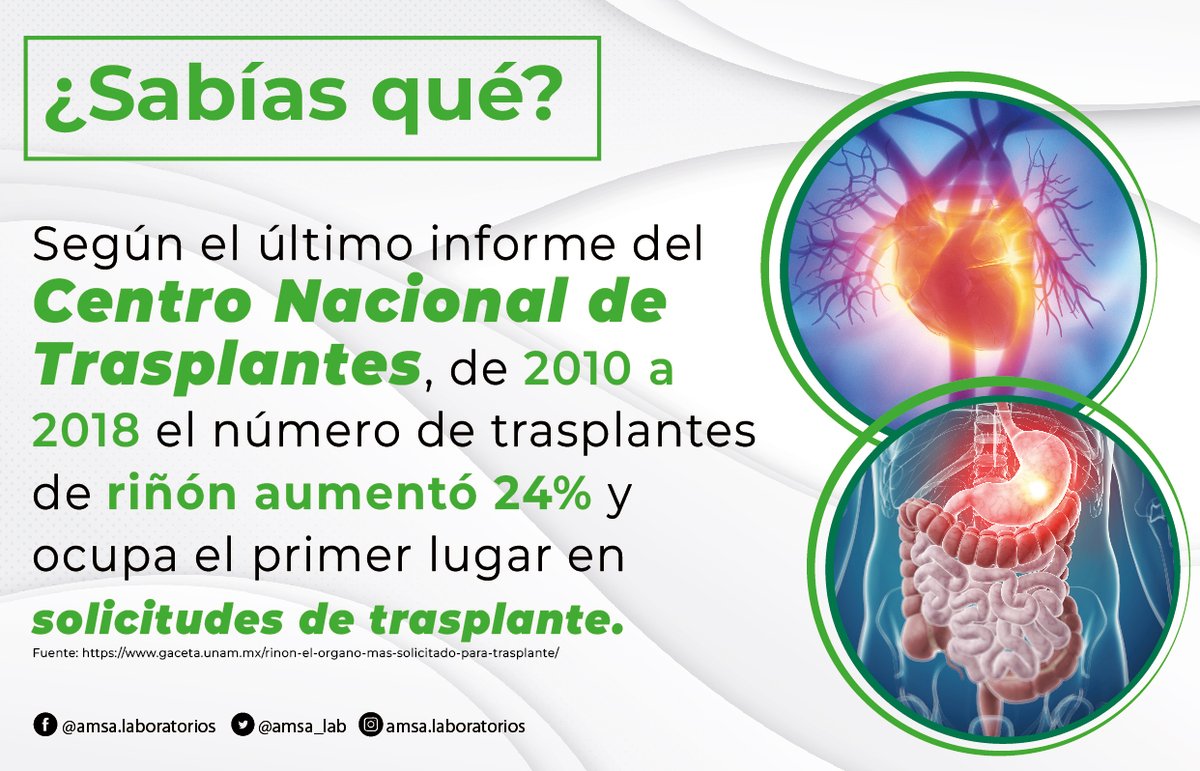 ¿Sabias que? Cada 9 minutos otra persona se suma a la lista de espera de trasplantes.
#AmsaLaboratorios #LaEmpresaDeLosGenéricos