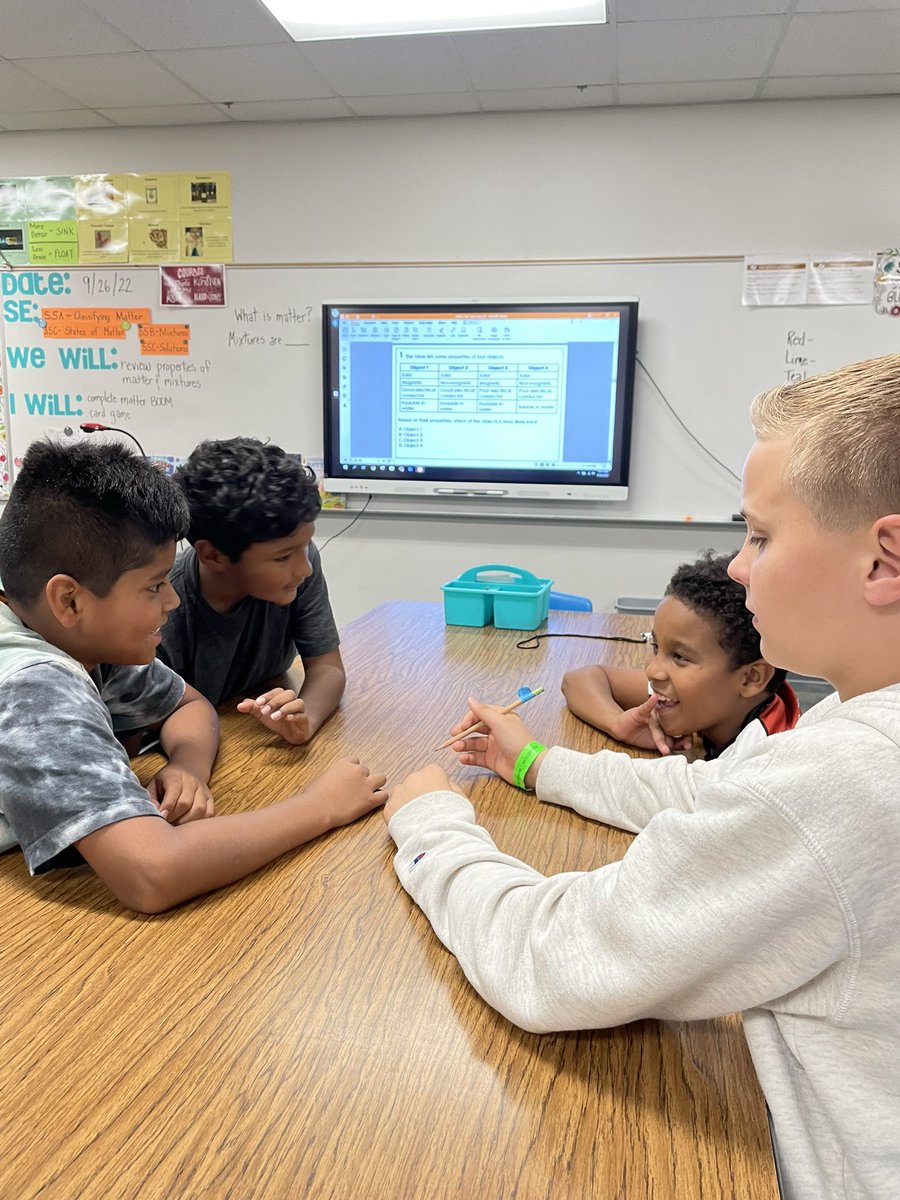 Huddled up, heads together to discuss answers to questions about matter during a game to practice for our Unit Test <a href="/CaldwellProud/">Caldwell ISD</a> #CaldwellProud