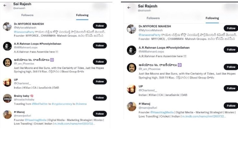 FactTollywood's tweet photo. Looks like u unfollowed the troll after we tagged u today. @sairazesh Any explanation for why u were following a guy from India pretending to be a girl from New York who is abusing NTRs mother and Allu Arjun’s father? https://t.co/gchrmMqAnK