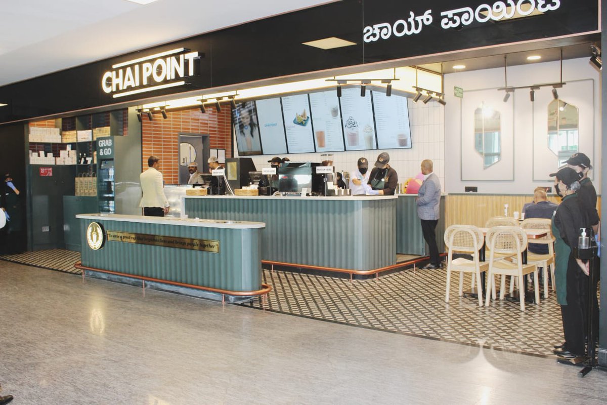 yaduvir's tweet photo. Congratulations team! @ChaiPoint_cares @amuleekbijral... proud to be part of this journey 🙌 this was most desired location.. now my departure travels are blessed too.. #bengaluruinternationalairport @BLRAirport #gate20 https://t.co/ZXmnGm4FqE