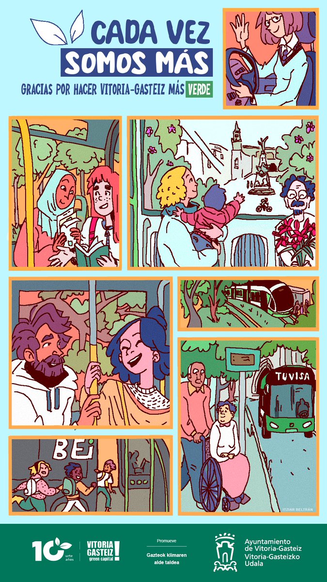 I was commissioned this month by Vitoria's city council to make this poster, to thank citizens for using public transport in our city. I had a lot of fun doing it!