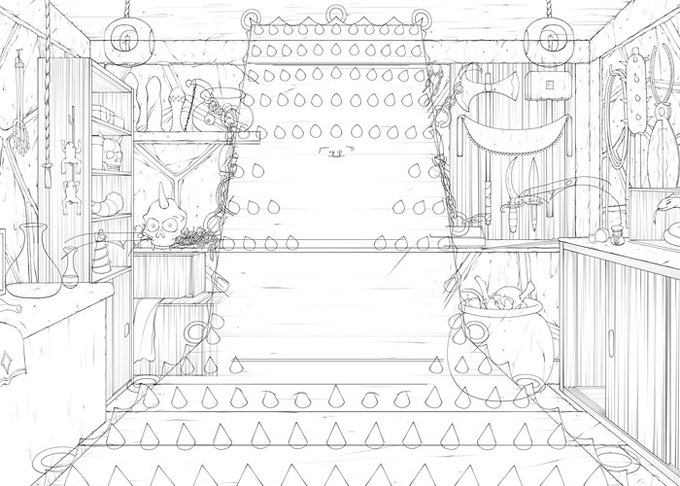 チョコチョコアップする #ワーズワース の #シャロン の作業中の依頼CGその12
今回はキャラではなく清書し終わった背景。
完成品はちょこっと修正が入った程度でほぼこの状態で完成してますね。
背景とか滅多に細々描かないので結構時間かかった。😮‍💨
で描いておいて塗るのを考えて…😰 