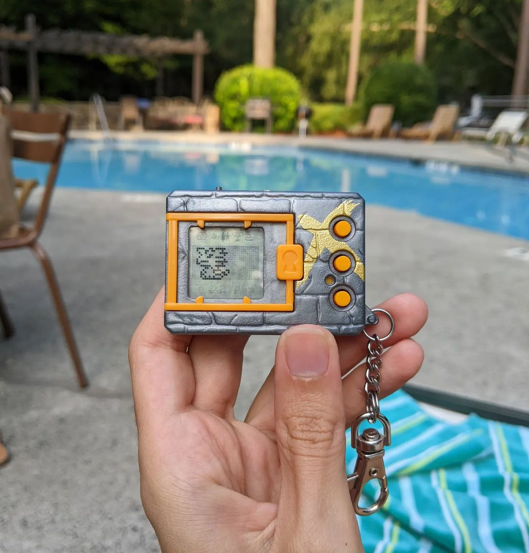 BandaiNamcoPlay's tweet photo. @laitama_ knows is going for gold with a little poolside #DigimonX training session to get their virtual monster ready for its next Battle! 

Digimon fans, have you gotten Digimon X Wave 2 yet? 

#Digimon #DigimonX #VirtualMonsters https://t.co/BEXKknhItk
