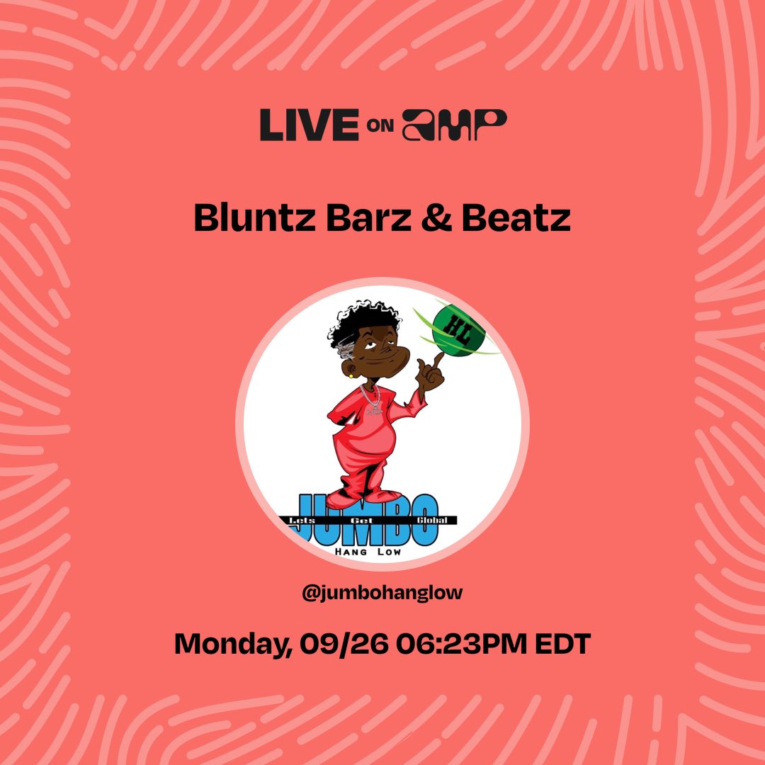 JumboHanglow's tweet photo. My Amp show, Bluntz Barz &amp; Beatz, is live. Don't miss it! Tune in! https://t.co/C4RAd34CpV https://t.co/jWQMQxpC6s