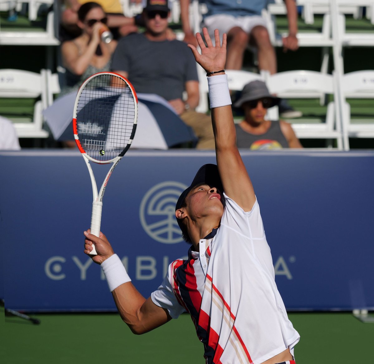 couplesdoubles's tweet photo. Now that's a winning serve! Congrats @b_nakashima on your first @atptour title! Thanks for giving us such a great show at the #SanDiegoOpen.  @JFredSidhu #tennis #couplesdoubles #thisistennis https://t.co/2KGU6uyZdn