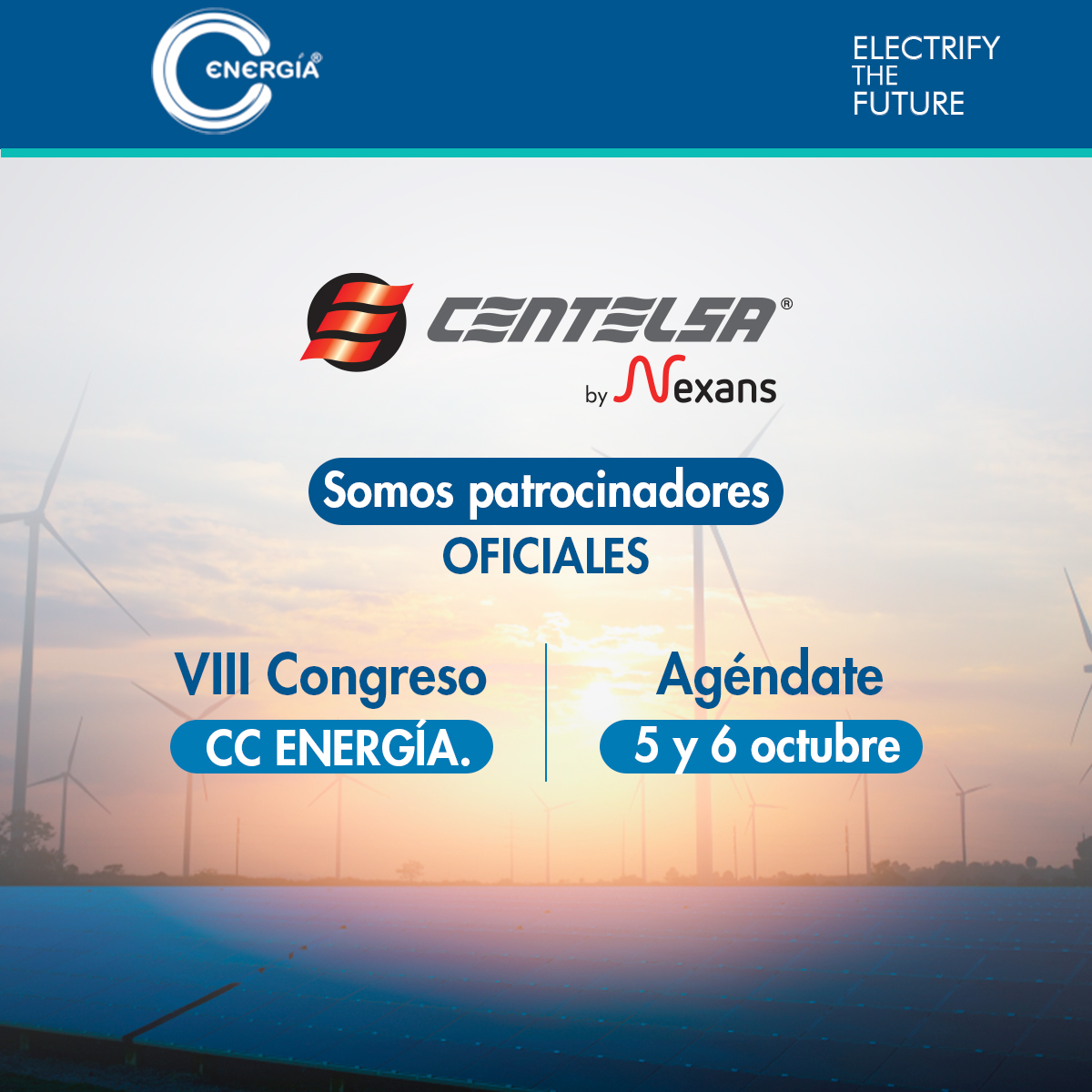 Centelsa Colombia (@centelsacables) on Twitter photo El 2022 sigue cargado de #energía, este 5 y 6 de octubre seremos patrocinadores
del VIII Congreso de la
<a href="/CC_Energia/">CC Energía</a>
con el tema “El Impacto de la
Transición Energética en la Economía”.
#UnidosElectrificandoElFuturo #ElectrifyTheFuture
#Colombia2022 #CCEnergia El 2022 sigue cargado de #energía, este 5 y 6 de octubre seremos patrocinadores
del VIII Congreso de la
<a href="/CC_Energia/">CC Energía</a>
con el tema “El Impacto de la
Transición Energética en la Economía”.
#UnidosElectrificandoElFuturo #ElectrifyTheFuture
#Colombia2022 #CCEnergia