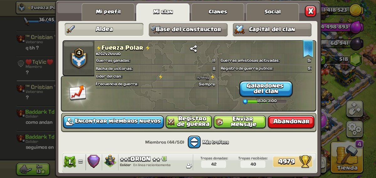 Ajaaaa adivinen quien sigue con una pequeña racha? Sii nosotros en nuestro pequeño Clan..
Seguimos buscando nuevos jugadores que quieran ayudarnos a seguír sumando guerras ganadas vente aquí eres bienvenido 💪🔥🔥🔥