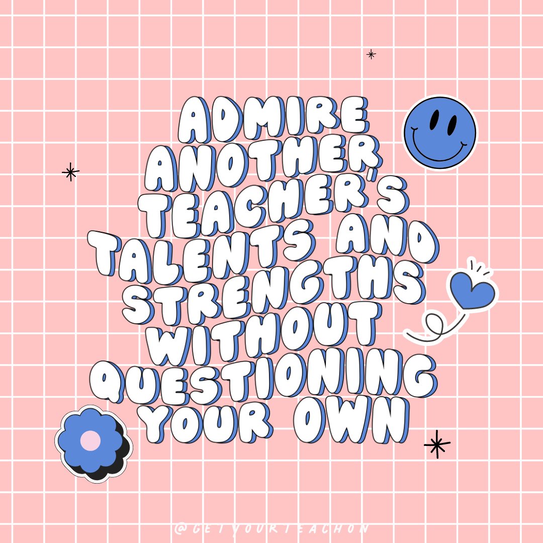 Our goal for you today.👏 Sometimes it can be hard not to compare your lessons, classroom, or strengths to others! The best thing about being a teacher is that YOU can be yourself in your classroom! 

#gyto #getyourteachon