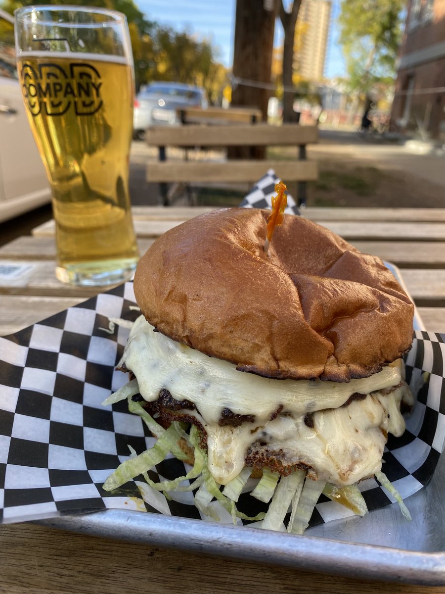 Close-to-the-GOAT. This burger at Odd Company Brewing is one of the best. #yegfood