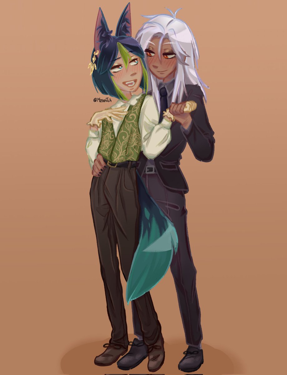 the only time cyno would straighten his hair 

them at prom 🌿⚡️#cynonari 

#Cyno #Tighnari #Genshinlmpact