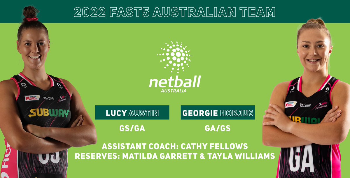 Two of our South Aussie stars have been selected to pull on the green and gold together in November, after being named in the 2022 Australian Fast5 side! 💚💛 DETAILS: bit.ly/3SC7doA #fiercetogether