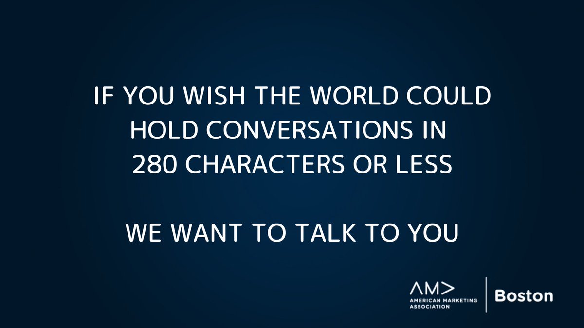 amaBoston's tweet photo. Looking for folks who want to help us on #Twitter and continue to grow the community.
Send us a DM with your favorite recent tweet - Brian
#Boston area preferred.
#MarketingTwitter #AMABoston https://t.co/rXiddAFbUC
