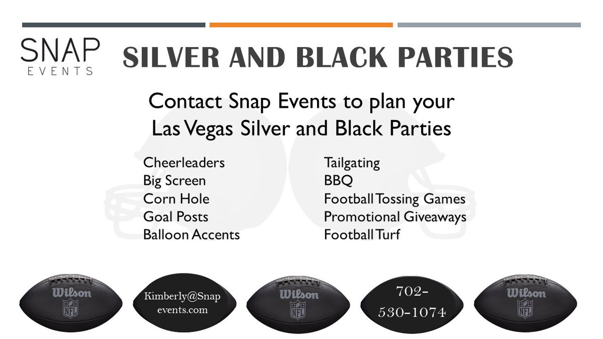 SnapEventsLV's tweet photo. Football Football Football ! - Leave the planning to Snap Events!   We will design and coordinate entire event - including design, venue, catering, audio/visual, entertainment and decor.  Get the gang together to watch the game!    #events #entertainment #football #LasVegas https://t.co/29YbHnWUKq