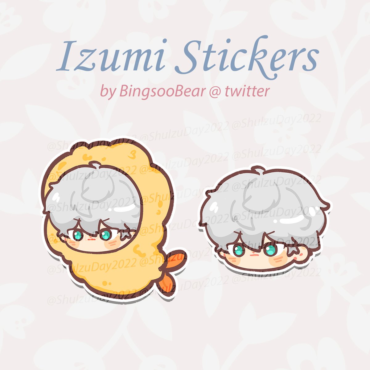<a href="/FengChaOC/">Feng Cha OC 🌱 Boba</a> ✨ Event Goodie Reveal #4 ✨

Another 2 for 1! Super cute tempura 🍤 Izumi by the awesome <a href="/BingsooBear/">Bingsoo Bear</a>!

These will be waterproof vinyl stickers (2" &amp; 1") &amp; will be some of the random stickers we'll have!

To secure these along with other event goodies, please RSVP a bundle!