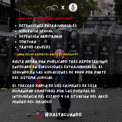 hastacuandoddhh's tweet photo. Desde #HastaCuando buscamos promover la renovación de la Misión de Determinación de Hechos Independientes para Venezuela 🇻🇪 

Pero ¿Qué es exactamente la Misión?

A continuación te lo contamos 👇🏻
#QueSigaLaMisión https://t.co/0t2OYjkKOE