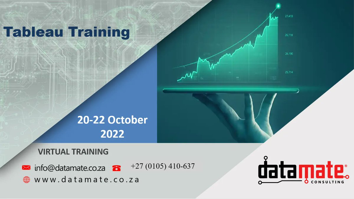 datamatesa's tweet photo. Tableau is a leading business intelligence (BI) and analytics software used  to explore, present, and securely share data in the form of Workbooks and Dashboards.  
For more on training :
Visit Now: https://t.co/GWkiD34AfT
CALL:+27 (0105) 410-637
#table https://t.co/rwoJpobOcs