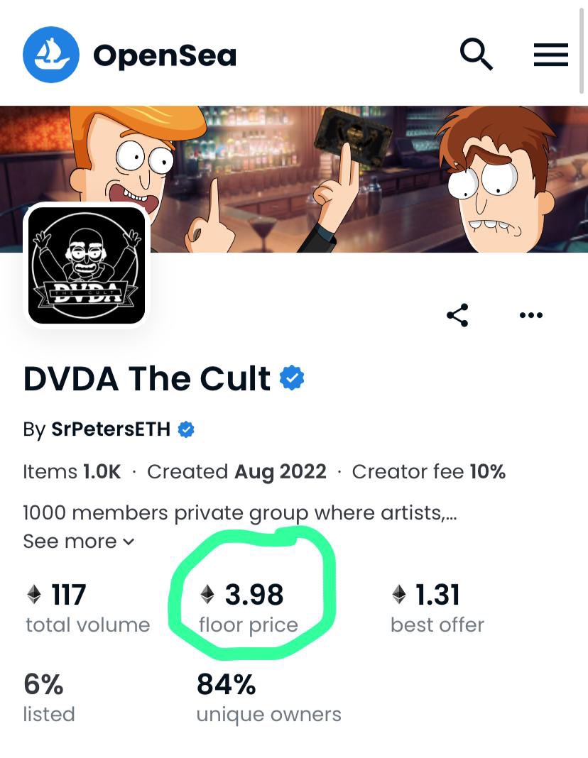 Real Giveaway 

Let’s giveaway a DVDA worth 5 ETH ($7500)

Retweet and follow <a href="/MikeZillionaire/">Mike 🇺🇸</a> <a href="/SrPetersETH/">Sr Peters</a> &amp; <a href="/GodHatesNFTees/">God Hates NFTs 🐇</a>

(winner by twitter picker in 48 hrs)