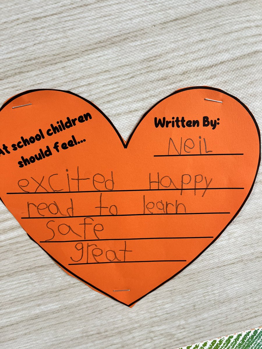 We had some great conversations today in grade 1/2 🧡 Our VP <a href="/RochelleRugg/">Rochelle Rugg</a> did a whole school read aloud of the book “With Our Orange Hearts”, and our class brainstormed how we believe children should feel while at school. <a href="/Connaughtcomets/">Ecole Connaught</a> #EveryChildMatters #OrangeShirtDay