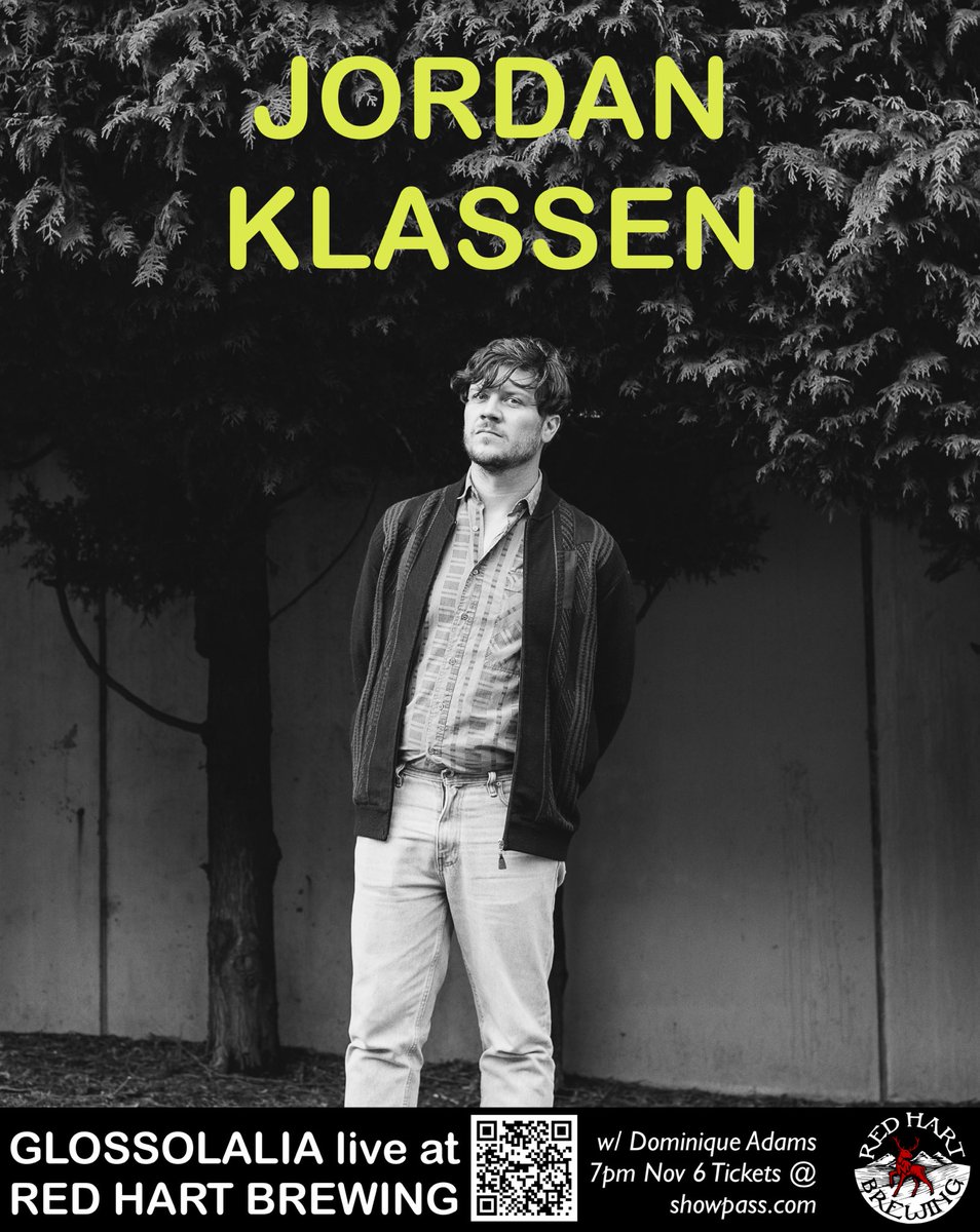 Hey folks!! Jordan Klassen with Dominique Adams at Red Hart Brewing November 6th 7pm!! Tickets available now: showpass.com/jordan-klassen…