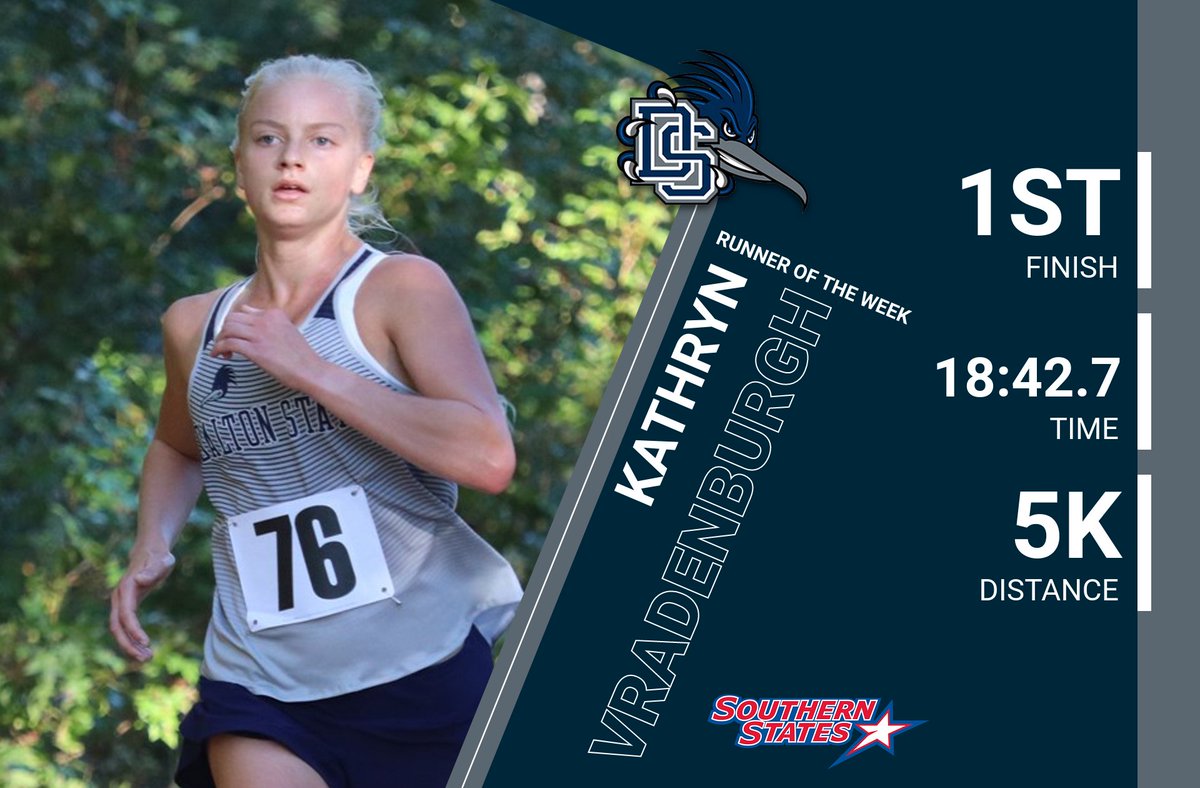 SSACsports's tweet image. Congrats to the SSAC M&amp;amp;W Cross Country Runners of the Week for the week of Sept. 19-25. Details | bit.ly/3fgce7X

Women: Kathryn Vradenburgh (@DSAthletics)
Men: Christian Salt (@LifeUAthletics)