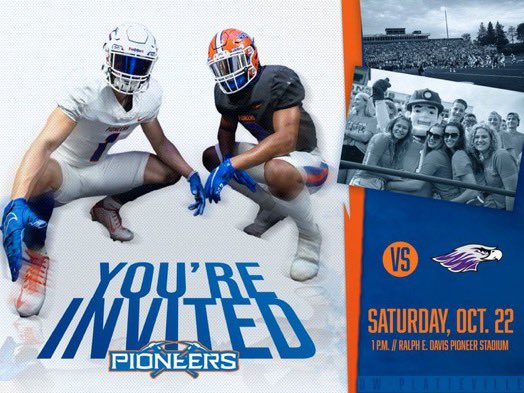 Thank you <a href="/UWP_CoachHoff/">Drew Hoff</a> <a href="/RieseDraft/">Owen Riese</a> for the game day invite! Can’t wait to come out! <a href="/UWPlattFootball/">UW-Platteville Football</a>