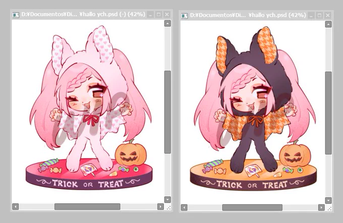 playing around with the halloween ych... it looks like a figurine  