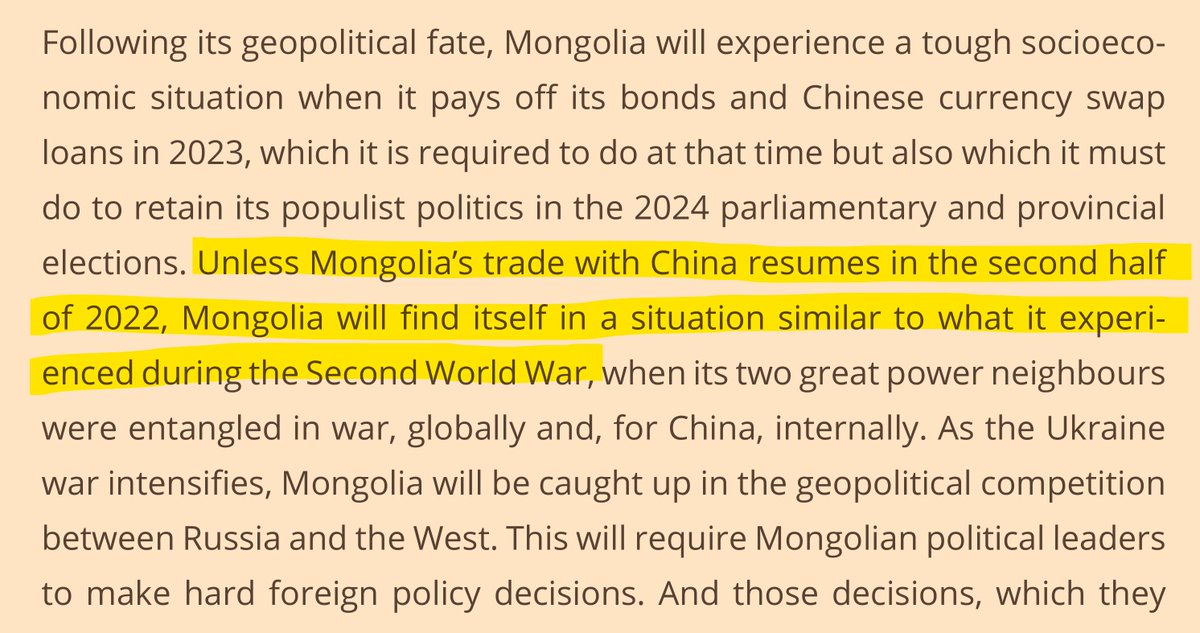 "WAR IN UKRAINE AND 
ITS IMPACTS ON MONGOLIA’S ECONOMY" from <a href="/FESinAsia/">FES Asia-Pacific</a> FES Mongolia and Mongolian Institute for Innovative Policies:

library.fes.de/pdf-files/buer…