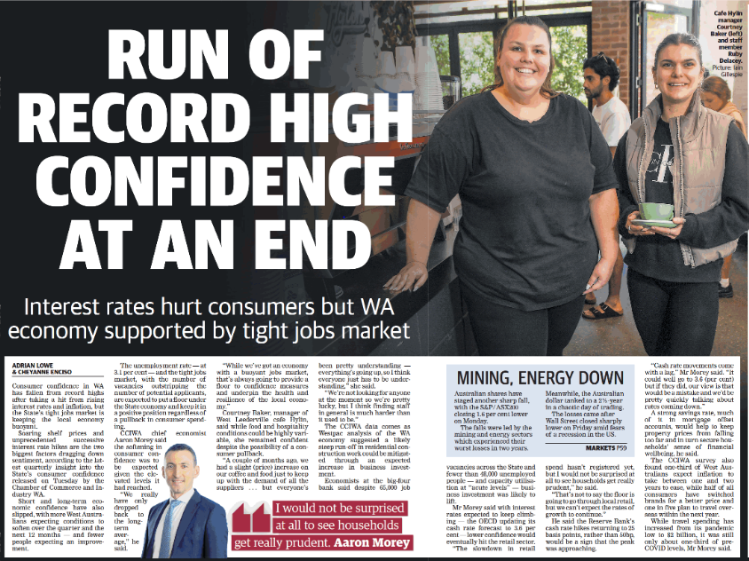 ThomasRayAdolph's tweet photo. Amid rising costs, Western Australians are looking for more competitive prices &amp; taxes. The latest @CCI_WA survey shows households re-assessing brands on price and 'ESG'. Heartened by the jobs market, respondents also backed reducing WA's tax on jobs.

https://t.co/k5lKBLyXyb https://t.co/82h5e1r1Fm