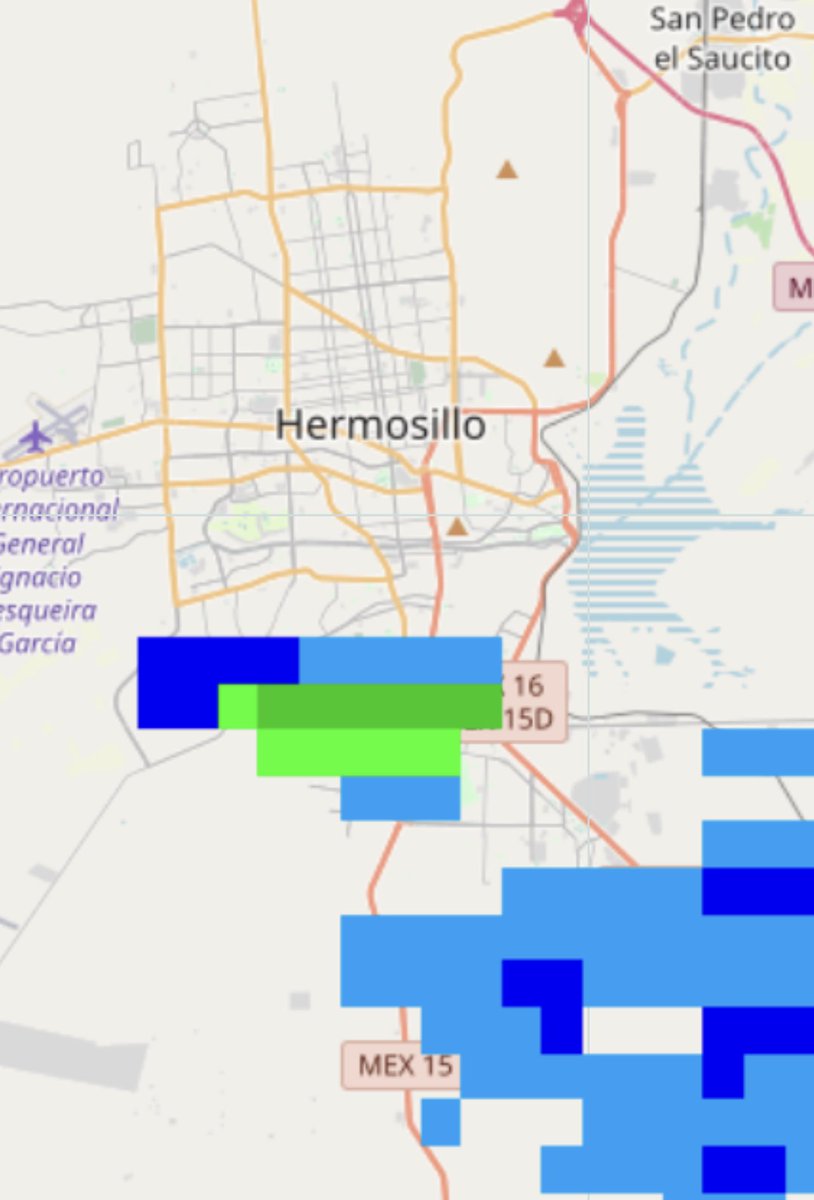 4:40 pm: Algunas celdas siguen detonado por efectos de los cerros del sur, en este momento detonando una celda cerca de Villas del sur / Cerro de la virgen. Esta actividad pudiera dejar algún chubasco pasajero en zonas aledañas al Periférico Sur.