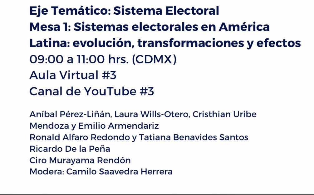 Gracias por la oportunidad <a href="/aperezli/">Anibal Perez-Linan</a>, el miércoles compartiremos una linda charla con <a href="/LauraWillsO/">Laura Wills Otero</a> y <a href="/CUribeMendoza/">Cristhian Uribe</a> en el <a href="/ReformasLATAM/">Observatorio de Reformas Políticas América Latina</a>