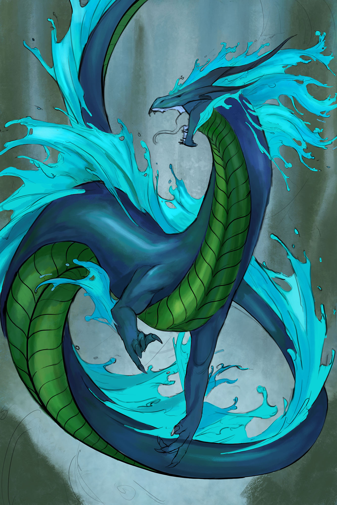 Mythical Water Dragons Drawings 