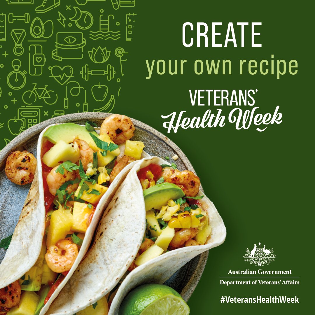 DVAAus's tweet photo. Got a favourite healthy recipe you would like to share with the world? Visit our Veterans’ Health Week website at https://t.co/k0u97m8BSQ and download our recipe template. Share with us, or your local veteran community online using #VeteransHealthWeek https://t.co/h3G2H749eP