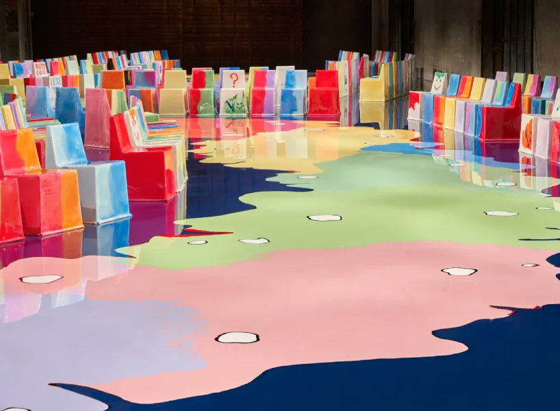 designboom's tweet photo. gaetano pesce individually designs 400 chairs dipped in colored resins for bottega veneta 

https://t.co/kSPe7IeawV https://t.co/7JuiLrF9HS