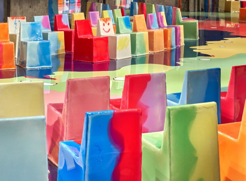 designboom's tweet photo. gaetano pesce individually designs 400 chairs dipped in colored resins for bottega veneta 

https://t.co/kSPe7IeawV https://t.co/7JuiLrF9HS