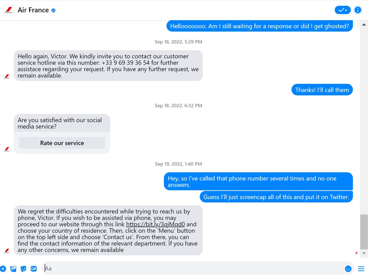 NOLAVictor's tweet photo. Hey @airfrance , you promised me a voucher almost a year ago. I have been getting the runaround constantly on the phone and messenger. I have called France and spoken to people in India, repeatedly. 

Does anyone know what's going on there? 1/6 https://t.co/K2ec2m7o27