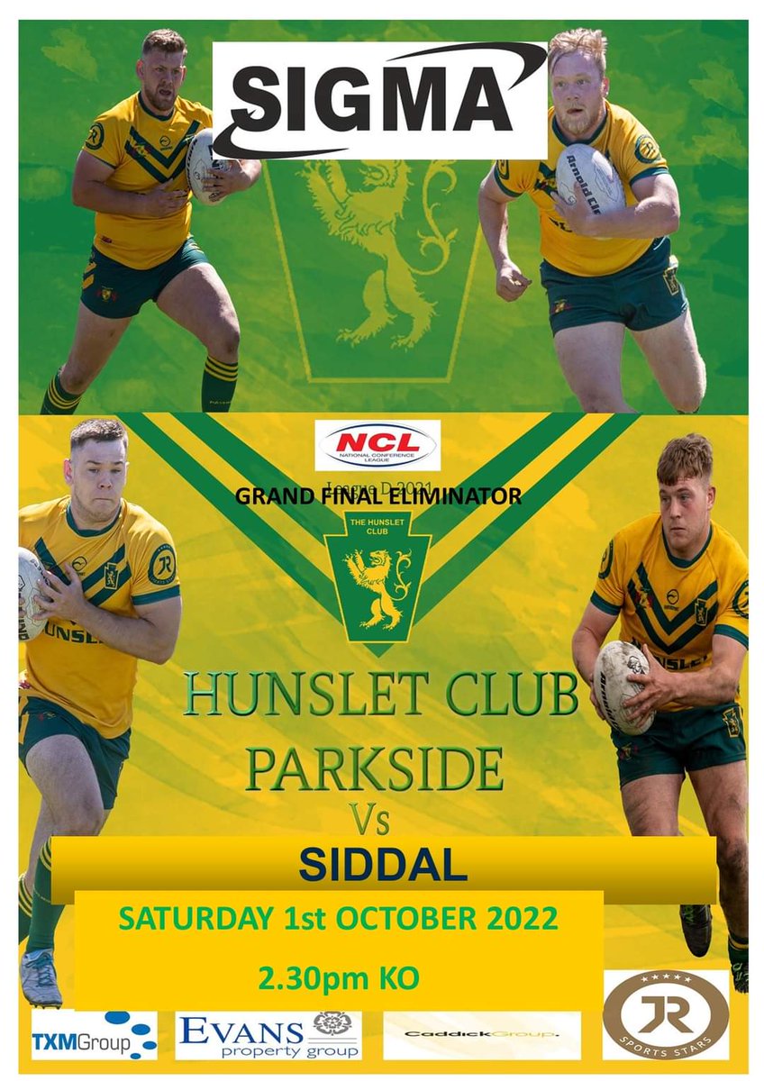 HunsletClubParkside (@hunsletoldboys) on Twitter photo 5 days and counting down to our biggest game for years when we entertain <a href="/siddalrl/">SiddalARLFC</a> in the Grand FInal Eliminator. 2.30 KO Saturday 1st October 2022. Only £3 admission to watch 2 of the top teams in amateur rugby league. Get down and cheer on the boys 5 days and counting down to our biggest game for years when we entertain <a href="/siddalrl/">SiddalARLFC</a> in the Grand FInal Eliminator. 2.30 KO Saturday 1st October 2022. Only £3 admission to watch 2 of the top teams in amateur rugby league. Get down and cheer on the boys