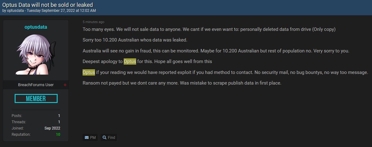 <a href="/troyhunt/">Troy Hunt</a> <a href="/Jeremy_Kirk/">Jeremy Kirk</a> 

Hacker deleted the Optus Data?