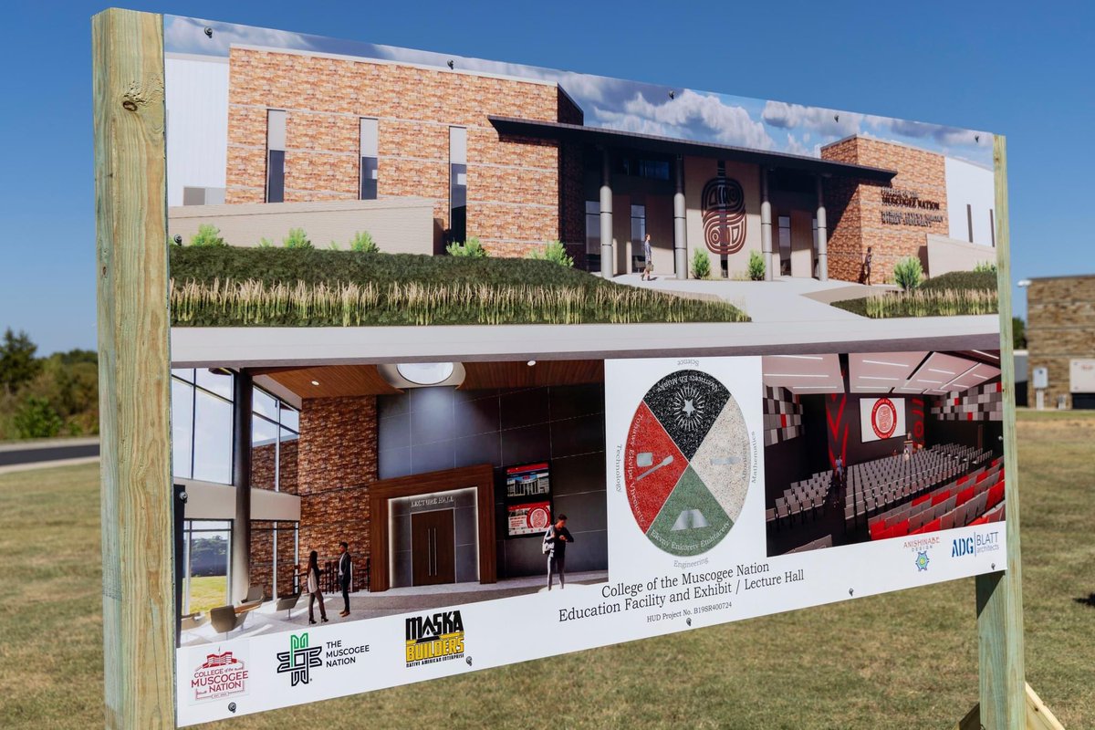 MuscogeeNation's tweet image. Exciting day @ the College of The Muscogee Nation. We broke ground on new 14k sq ft Exhibit and Lecture Hall! Facility will include a 400 seat auditorium, classrooms, office space and a STEM lab! Congratulations! 

#TheMuscogeeNation #TIDE #ProsperityAndProgress