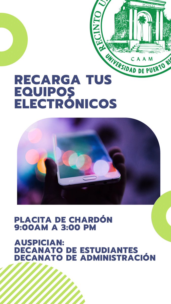 CentroUprm's tweet photo. Saludos Colegiales: mañana tendremos un generador portátil para proveer energía a nuestra comunidad para la recarga de dispositivos electrónicos. Estará ubicada en la Placita de Chardón de 9:00AM a 3:00PM. @cgerum @EstudiantesUPRM @DecadmiU https://t.co/zBRzWkHf3Z