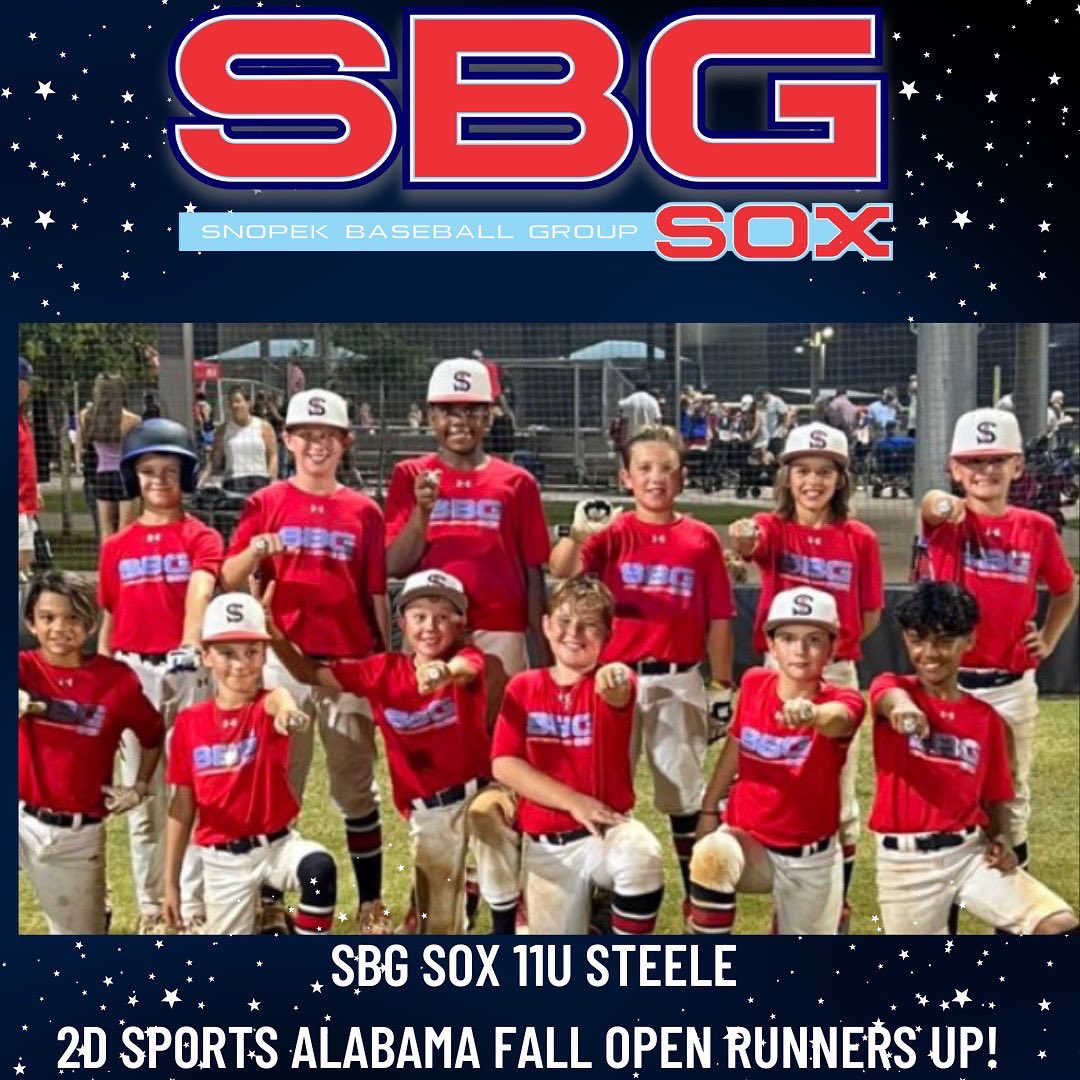 SBGsox's tweet photo. 👏🏻 Congratulations to all 4 teams below on a hard fought weekend!
💫Competed every pitch and left it all on the diamond!
➡️14U McQueen (Sox Fest Gold)
➡️14U Varner (Sox Fest Silver)
➡️10U Farris (USSSA Hub City Showdown)
➡️11U Steele (2D Sports Alabama Open)
#SBGsox https://t.co/wdLve6wTUx