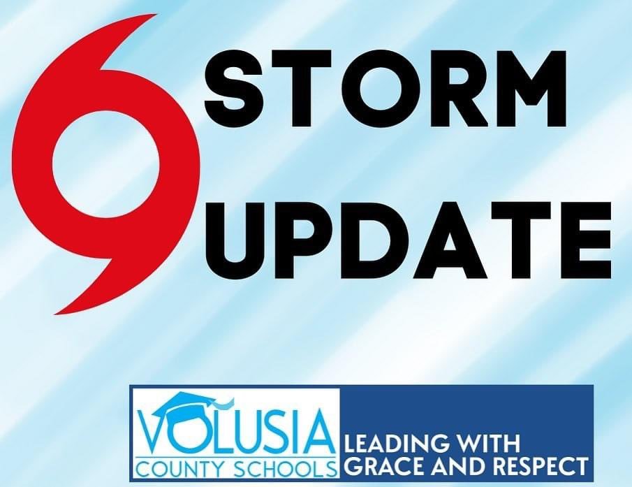 Volusia County Public Schools Announces Closure Due to Hurricane Ian. Schools Will Be Closed Wednesday, Sept. 28th &amp; Thursday, Sept. 29th. At this time, no decision has been made regarding school on Friday, Sept. 30th.
 
Text "YES" to 67587 for the latest updates directly to YOU!
