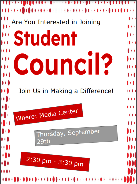 ASF_FALCONS's tweet photo. Are You Interested in Joining Student Council?  Check out the attached flyer for more information!!  #ASFMS #MakeADifference #GoFalcons https://t.co/PVVeLSmCAu