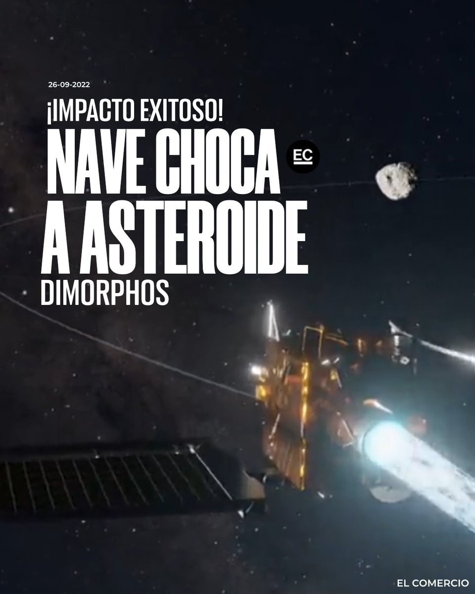 #VIDEO | Una nave de la NASA chocó contra un asteroide para desviar su trayectoria. Esto supone el primer ensayo de la humanidad para defender a la Tierra de futuras colisiones » bit.ly/3Cac774