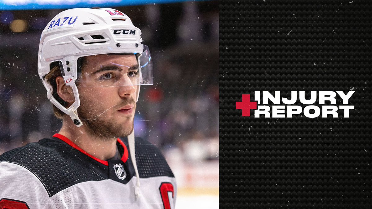 NJDevils's tweet photo. #NEWS: Nico Hischier will not return to tonight’s game due to cramping. The medical staff will work on him but are keeping him out as a precaution. https://t.co/ErEx7snYdA