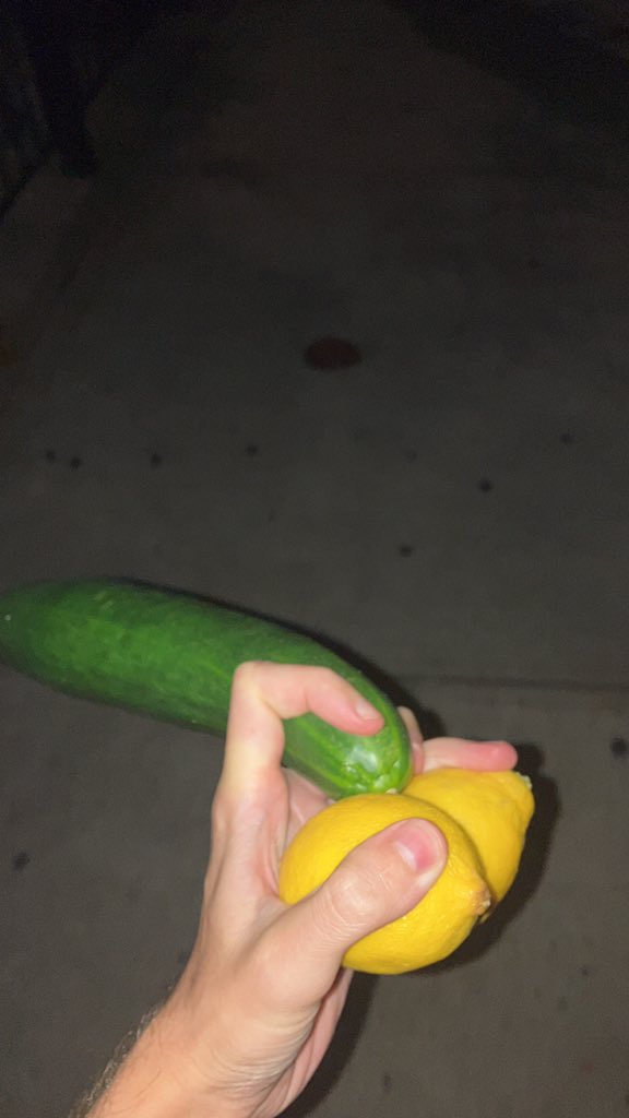 Oh crap. I just realized my groceries look like a big veiny green cock amd 2 juicy yellow balls