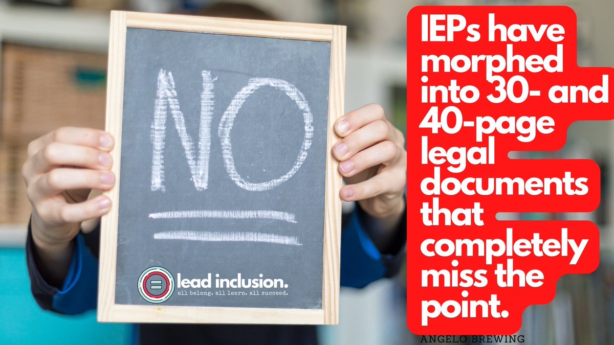 leeannjung's tweet photo. In an effort to meet the letter of the law, IEPs have morphed into 30- and 40-page legal documents that completely miss the point. #LeadInclusion #EdChat #UDL #UDLchat #Inclusion #EdLeadership https://t.co/GS1eQpIj8v