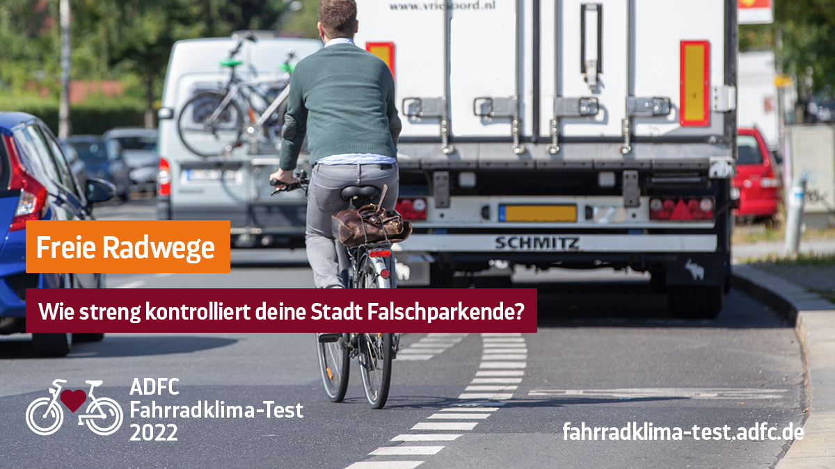 FahrradClub's tweet photo. Wie streng werden Falschparkende in deinem Ort kontrolliert? 🤔

Bewerte die Überwachung der Radwege und das generelle #Fahrradklima bei dir vor Ort! 📝 Jetzt Fragebogen ausfüllen: https://t.co/sNmhX84dXl #FKT22 https://t.co/OsU0SkNvoW