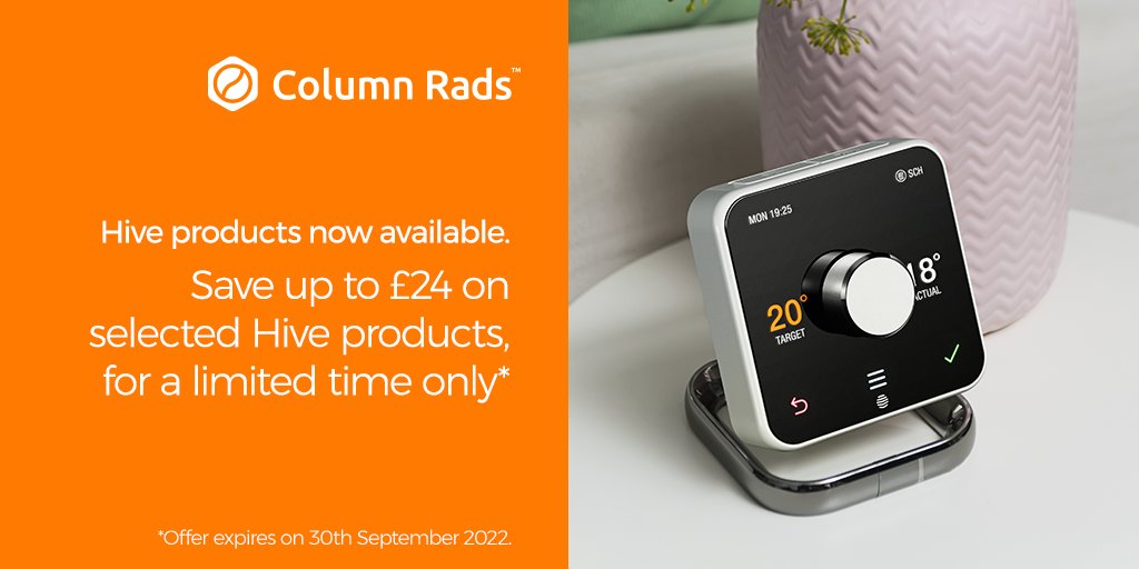 Columnrads's tweet photo. 🔥 OFFER ENDS SOON! 🔥 

Find out more about our new Hive range of home heating products and save up to £24* today -
https://t.co/GL1C2DfzS0

*Offer available for a limited time - ends of 30th sept 2022

#ColumnRads #HomeHeating #HiveHeating #SmartHome https://t.co/1pSsP5NHXa