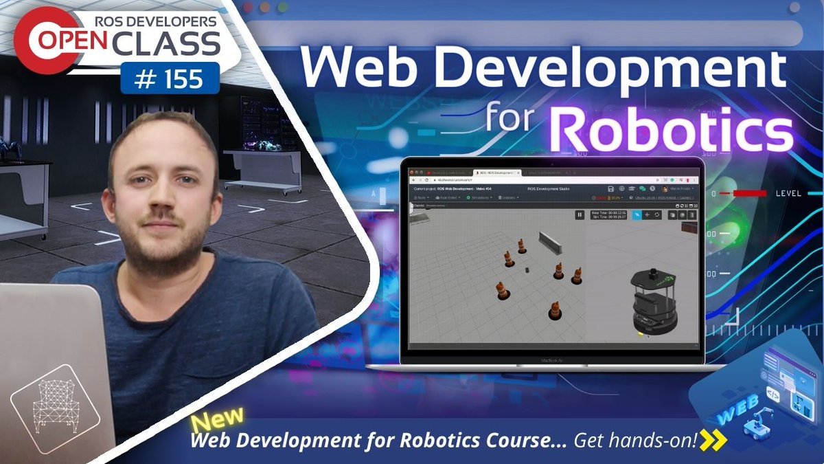_TheConstruct_'s tweet photo. In today’s Open Class - #Web #Development for #Robotics. You’ll learn about:
☑️ the #ROSbridge server
☑️ #HTML5 basics
☑️ how to create a basic web application for controlling a robot
See you at 6 PM CEST ➡️ https://t.co/eV5eC8lk8F
#goROS @rosorg https://t.co/OEOiXvadp0